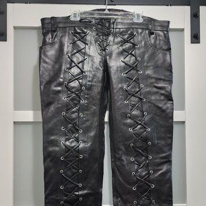 Mens Real Cowhide Leather Thick Bikers Riders Gay Waist 36